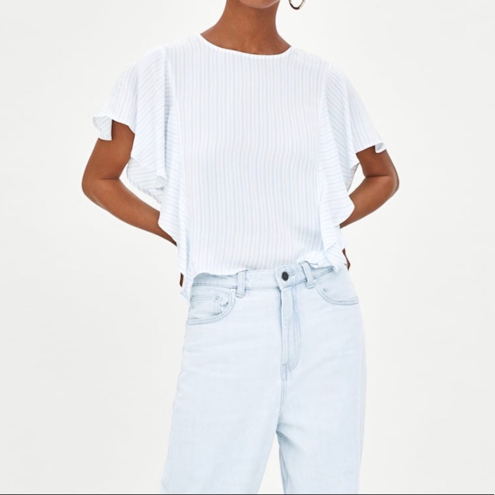 ZARA TRF Flowy Top with Ruffles